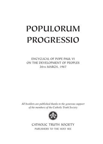 Populorum progressio sample by Catholic Truth Society - Issuu