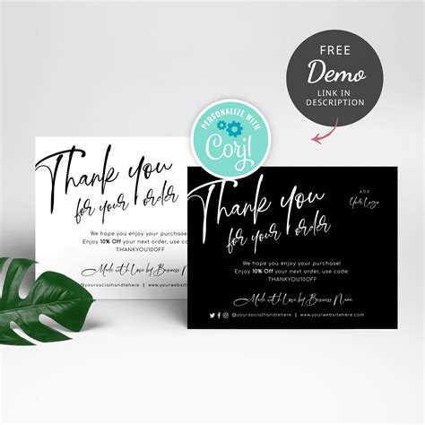 Black And White Thank You Card Template Minimalist Easy To Edit And Print