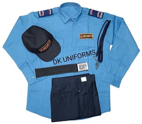 Regular Fit Sky Blue And Navy Blue Mens Cotton Security Guard Uniform