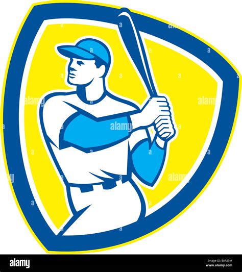 Illustration Of An American Baseball Player Batter Hitter Holding Bat