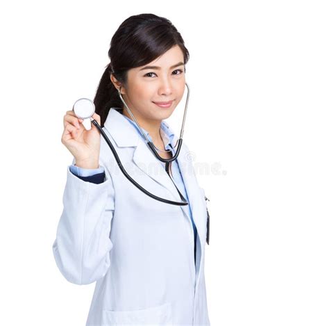 Asian Woman Doctor Hold Stethoscope Stock Image Image Of Confident