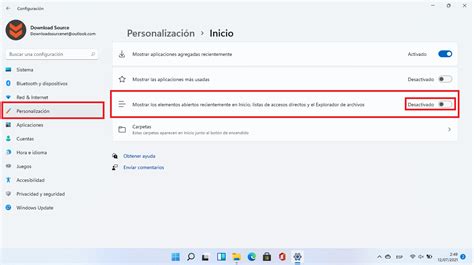 Cómo desactivar archivos recientes de Windows 11 Menú inicio