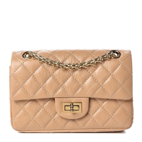 Chanel Aged Calfskin Quilted Reissue Mini Flap Beige