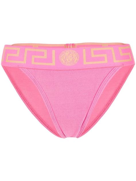 Versace Greca Waistband Bikini Bottoms Pink Modes