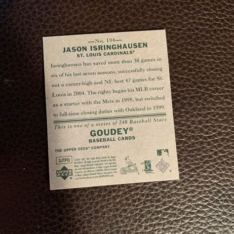 Upper Deck Goudey Jason Isringhausen Green Back Ebay