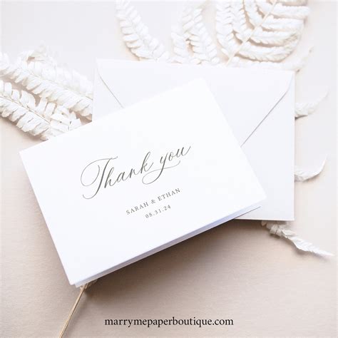 Folding Thank You Card Template Calligraphy Thank You Note Etsy