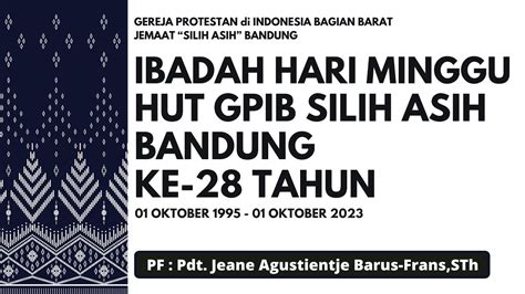 IBADAH HARI MINGGU XVIII SESUDAH PENTAKOSTA MINGGU 01 OKTOBER 2023