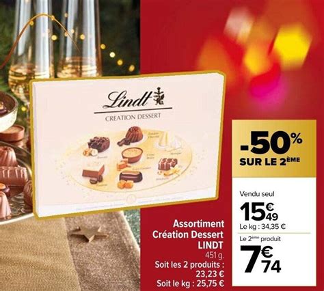 Promo Assortiment Création Dessert LINDT chez Carrefour Market