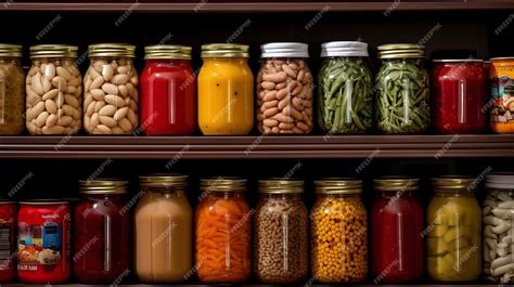 Premium Photo Shelf Of Canned Goods In A Pantry