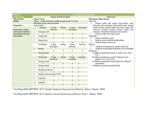 Sdki Slki Siki Hipovolemia Diagnosa Intervensi Luaran Hipovolemia
