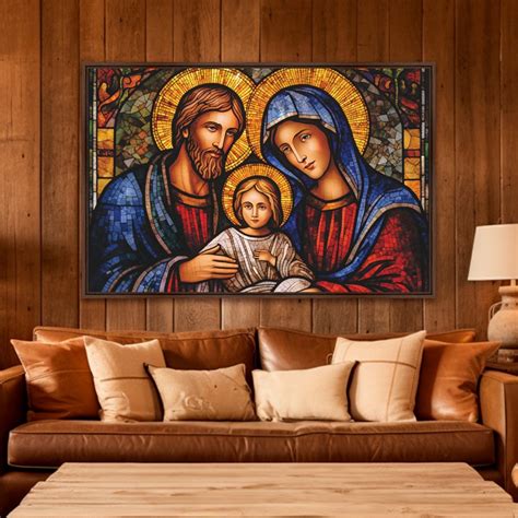 quadro decorativo sagrada família para sala quartos e escritórios