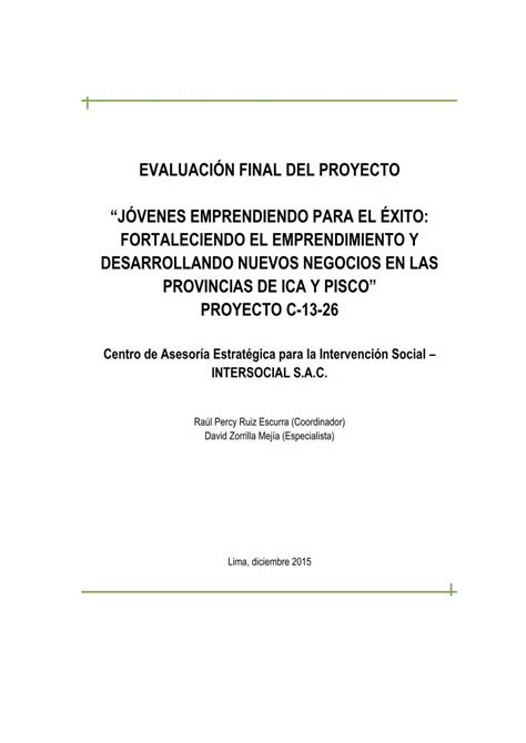 PDF EVALUACIÓN FINAL DEL PROYECTO Fondoempleo DOKUMEN TIPS