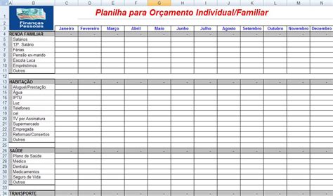 Planilha Controle De Orcamento Familiar E Pessoal Planilhas Excel Images