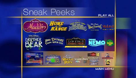 Sneak Peeks Menu Play All DVD (February 10, 2004) | Sneak Peeks Menu ...