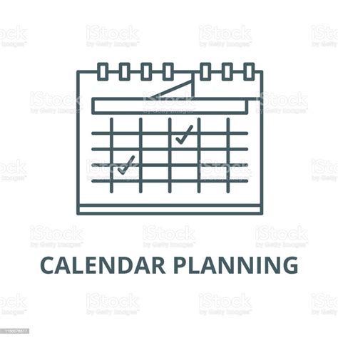 日曆規劃向量線圖示 線性概念 輪廓符號 符號向量圖形及更多一個物體圖片 一個物體 一組物體 事件 Istock