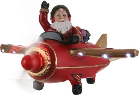 Luville Santa S Plane Joyeux Noel Battery Operated Bol