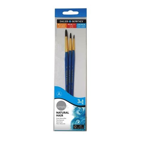 Daler Rowney Simply Watercolour Natural Hair Short Handle Brush Set