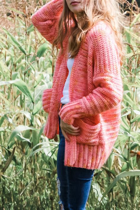 Fuzzy Peach Cardigan MJ S Off The Hook Designs