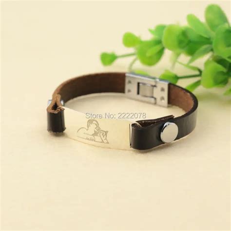 Pulsera De Cuero Aut Ntico Con Grabado De Foto Para Hombre Brazalete