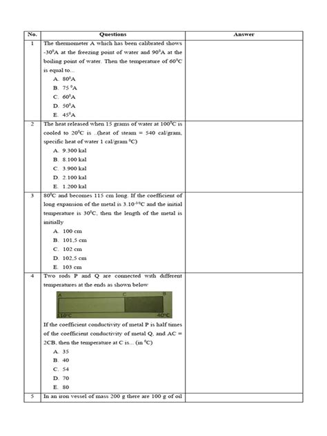 latihan soal suhu kalor  pemuaian  thermal expansion