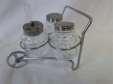 Vintage 1950's condiment set salt pepper jelly mustard jar set in ...