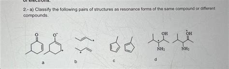 Solved Classify The Following Pairs Of Structures As Chegg