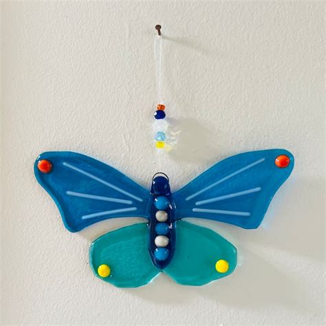 Fused Glass Butterfly Suncatcher Wall Hanging Butterfly Etsy