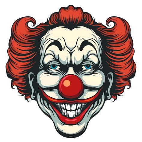 Un Dibujo De Un Payaso Con Una Cabeza Roja Y Una Cara Aterradora