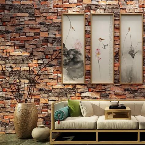 Retro stereoscopic 3D brick pattern wallpaper Waterproof brick ...