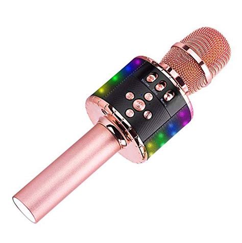 Wireless Bluetooth Karaoke Microphone with LED Light USB Wireless Microphone for Music Player ...