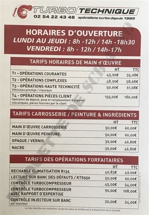 Plv Auto à 30 Panneau Horaires d Ouverture Tarifs des Prestations et