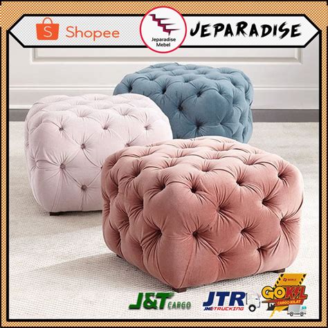 Jual Stool Kotak Puff Stool Kotak Stool Ottoman Stool Bulat Kursi