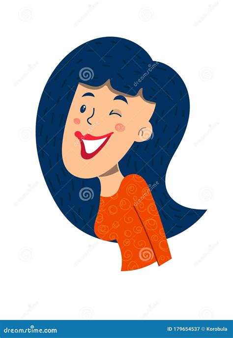 Beautiful Cartoon Girl Winks Vector Illustration Stock Vector