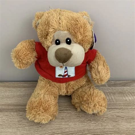 CUDDLES TIME TEDDY Bear Soft Toy Plush With Tag Red Jumper Lighthouse