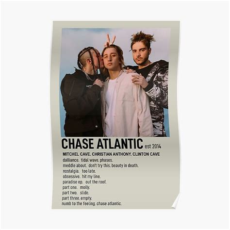 Chase Atlantic Poster Poster For Sale By Lostinthemusic Redbubble