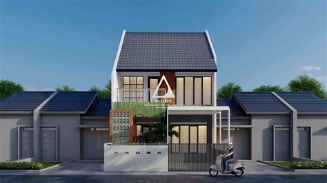 rumah asimetris  atap miring  depan tren  arsitektur ad