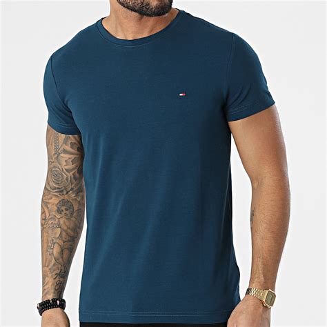 Tommy Hilfiger Tee Shirt Stretch Slim Fit 0800 Bleu Canard