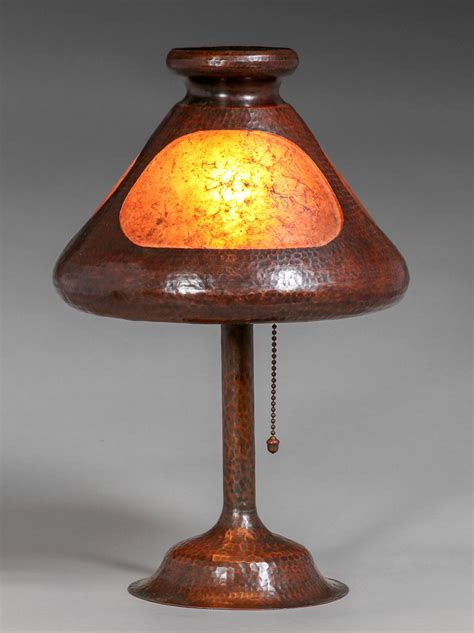 Benedict Studios Hammered Copper Mica Lamp C1910 California