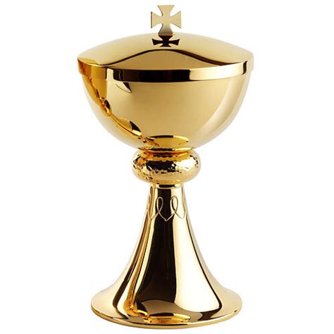 Molina Chalice Ciborium And Bowl Paten Of Hammered Gold Plated Brass