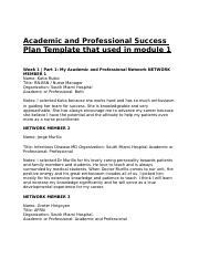 Academic And Professional Success Plan Template Docx Academic And