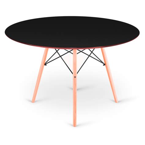 Mesa De Jantar Redonda Eames Eiffel Tampo Preto 110cm Leroy Merlin