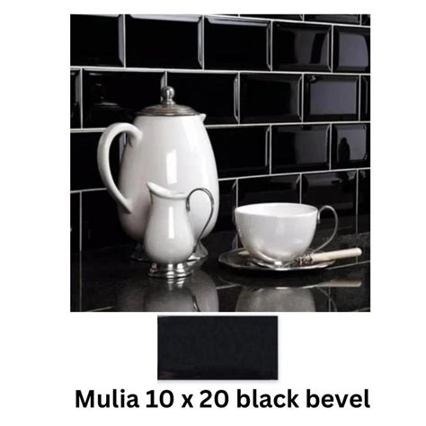 Jual KERAMIK DINDING MULIA 10X20 BLACK BEVEL KERAMIK SUBWAY BATA