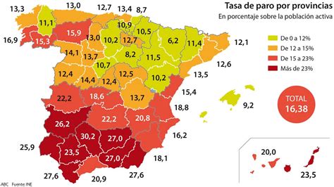 El mapa del paro en España las peores y mejores provincias para