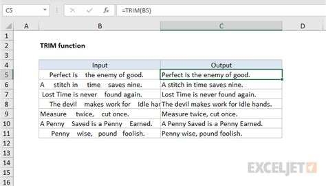 Excel Trim Function Exceljet