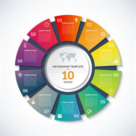 Vector Circle Template For Infographics With 10 Options Steps Parts