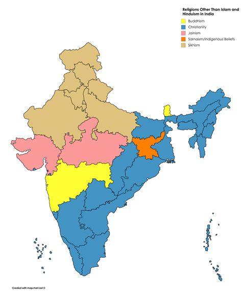 Religions Map Of India