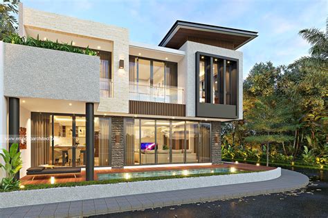 Desain Tampak Samping Rumah Modern Lantai Bapak Frz Di Jakarta