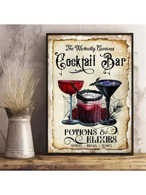 1pc Canvas Poster Cocktail Bar Sign Poster Vintage Halloween