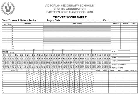 11 Free Sample Cricket Score Sheet Templates Printable Samples