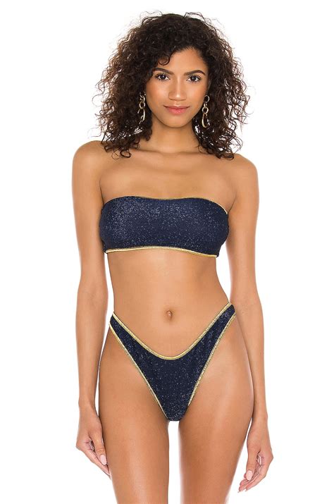 Luli Fama Stardust Bikini Top In Midnight Blue Revolve